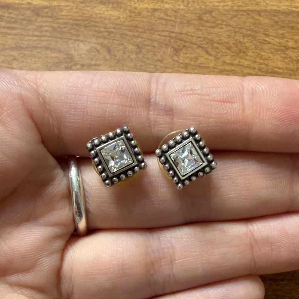Silver Square Stud Earrings